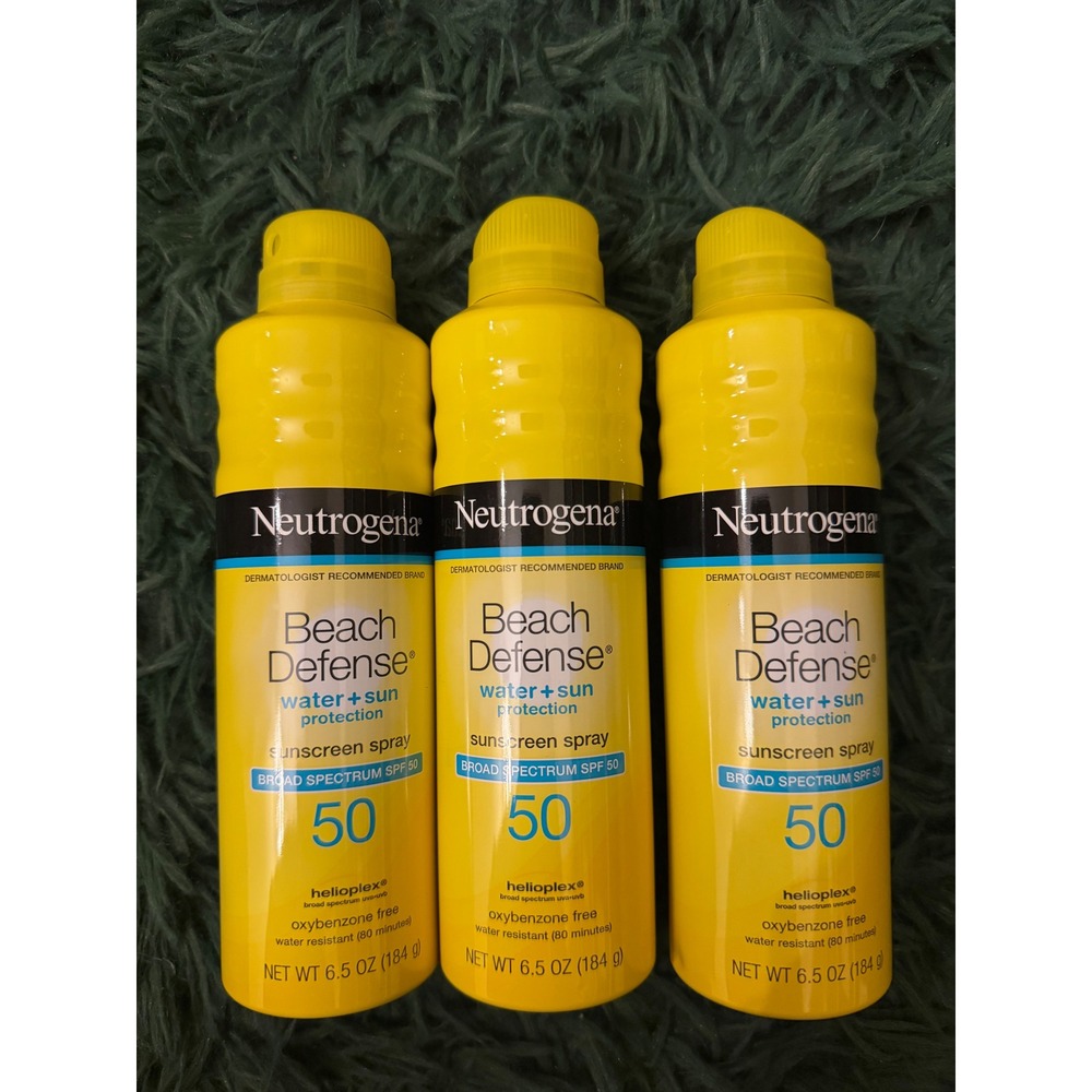 Neutrogena Beach Defense SPF 50 Sunscreen Spray 6.5 oz Lot of 3 Exp 2027